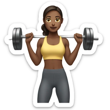 Brunette girl at the gym lifting weights sticker