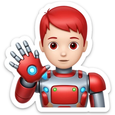 the kid play with him robot sticker