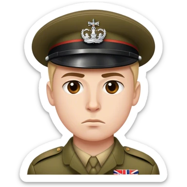 The British soldier is serious and photorealistic sticker