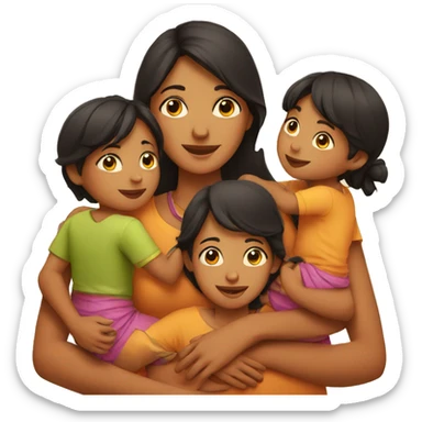 indian mother with kids sticker