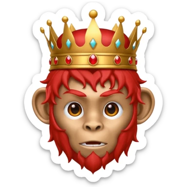 red monkey king with red crown sticker