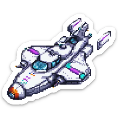 retro space cruiser with rounded edges and colorful details sticker