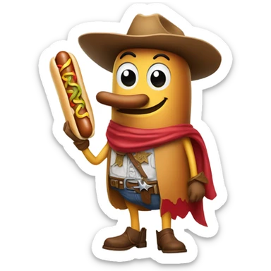 hot dog cowboy sticker