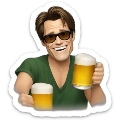 Jim Carrey buvant un bière sticker