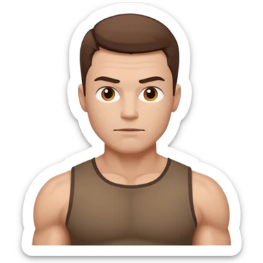 muscular man white skin, wear brown shirt sticker