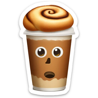 Cinnamon and cappuccino bun in a disposable glass sticker