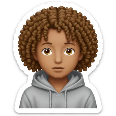 Gut wearing a hoodie with curly hair sticker