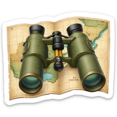 military map with binoculars sticker