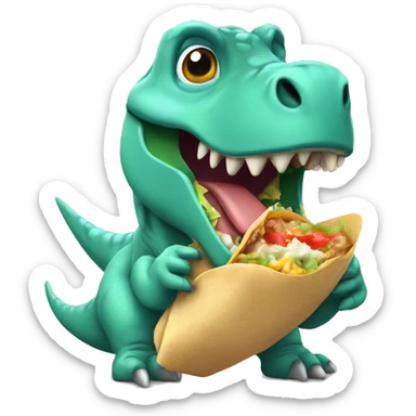 Tara-dactyl dinosaur  eating a burrito  sticker