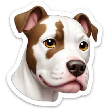 white pitbull dog with big brown spot in the face sticker