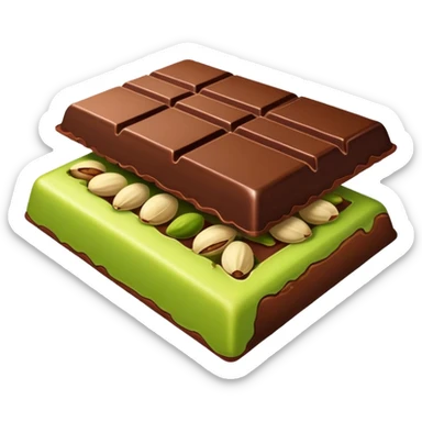chocolate bar with pistachio filling sticker