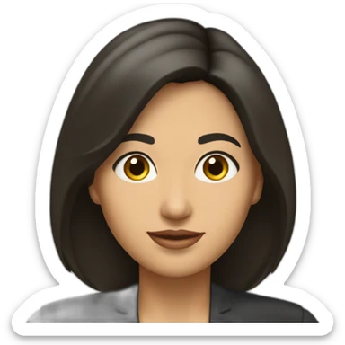 Thayri Galicia mujer speaker morena cabello negro largo con fleco sticker