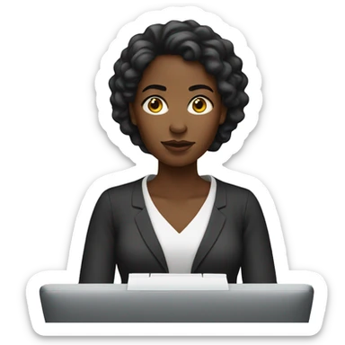 Black woman typing sticker