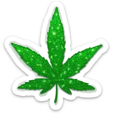 Sparkly weed leaf  sticker