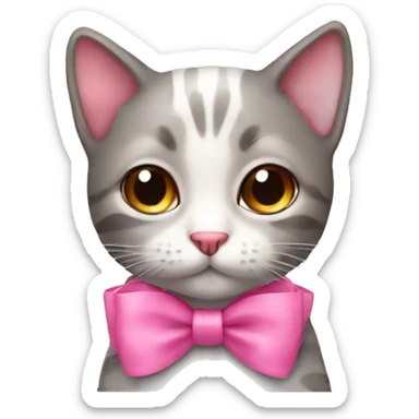 Cute cat with a pink bow sticker