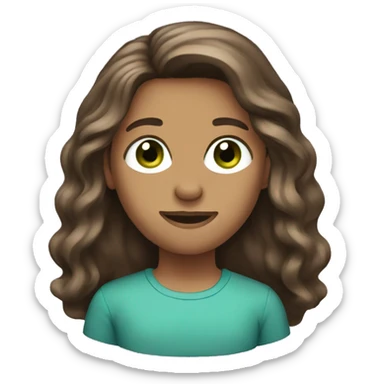 Brown long hair with blueish greenish eyes sticker