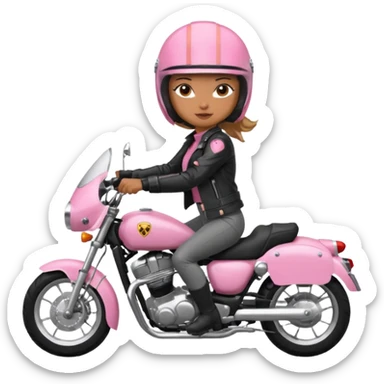 woman rider riding pink motorbike sticker
