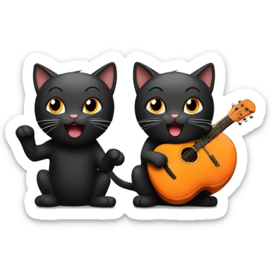 Black Cat and Orange Cat sing sticker