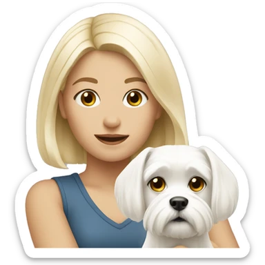 Blonde girl with a Maltese dog  sticker