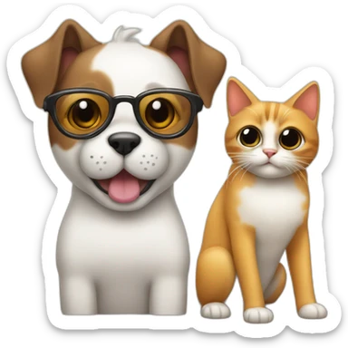 un cane e un gatto entrambe con degli occhiali rossi sticker