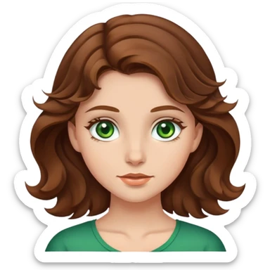 Una niña con pelo ondulado marrón y ojos verdes  sticker