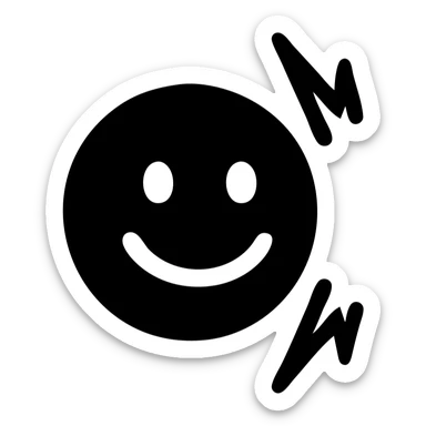 A smiley face hitting a wall sticker