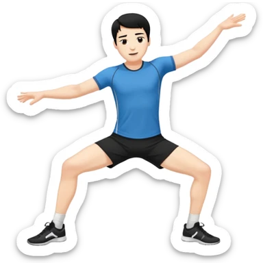 Hombre blanco pelinegro haciendo estiramientos de piernas sticker