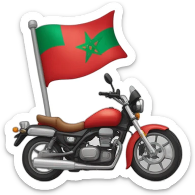 quelqu'un sur une moto avec le drapeau du Maroc derrière sticker