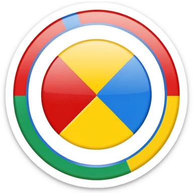 a circle with yellow blue red and green in it such as a uno play card  sticker