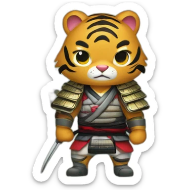A samurai tiger in a forest in Japan  sticker