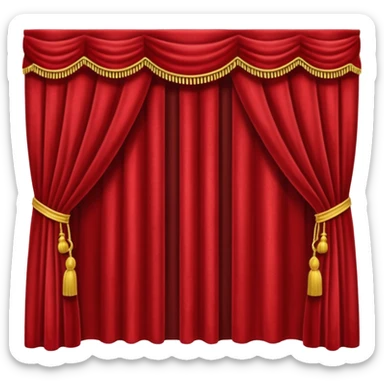 Simple, opened red curtains with black background  sticker