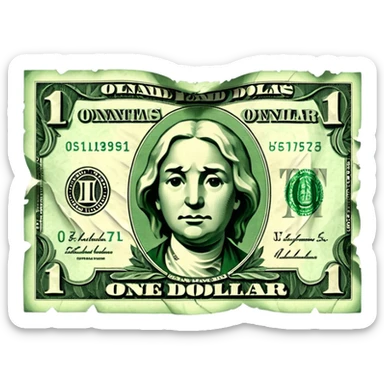damaged one dollar billone dollar bill sticker