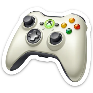 Clash of Clans aesthetic: Cinematic Playful Xbox 360 Console Portrait Emoji, rendered in a 3D vector-style similar to standard emojis with minimal shading and bold, simplified shapes. A compact, distinct form with signature details, softly glowing with a modern gaming energy charm. Simplified yet unmistakably iconic, highly detailed and consistent, glowing with a soft radiance and high shine. Stylized with a touch of next-gen innovation and a soft glowing outline, capturing the essence of a beloved gaming relic with a friendly, playful manner! sticker