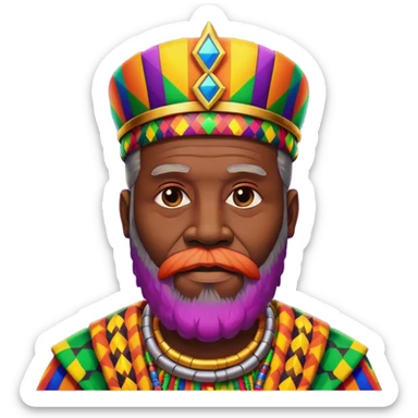 Create me an emoji of a beautiful Old African King with a beard wearing a neon Colorful gradient African Kente patterns sticker