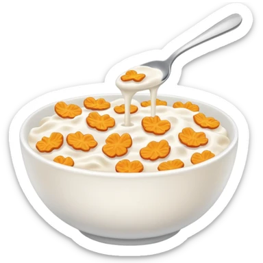 a bowl of cereal, no spoon, simple, clear sticker