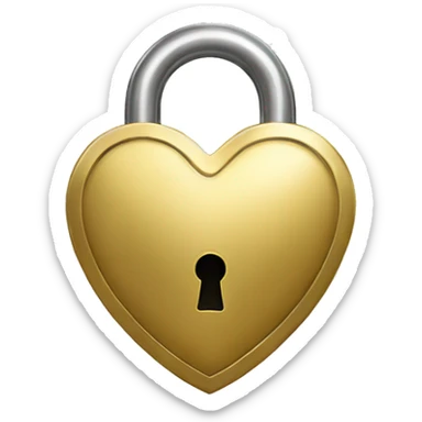Gold heart shaped padlock sticker