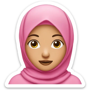 pink hijab girl wink face sticker