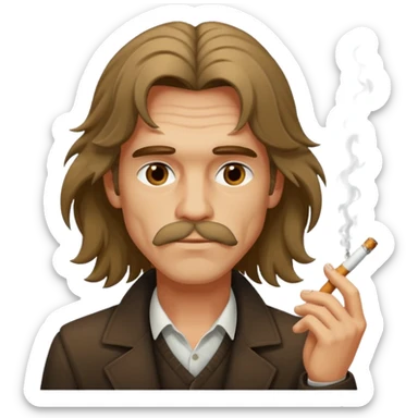 un hombre fumando con greñas  sticker