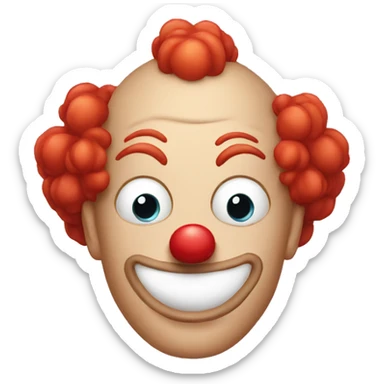 a clown with red hair covering his eyes sticker