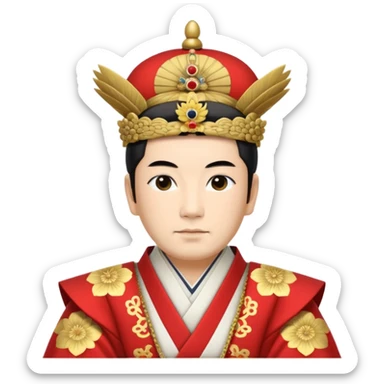 Japanese emperor, Edo period, wearing ceremonial ho and kanmuri, regal pose sticker