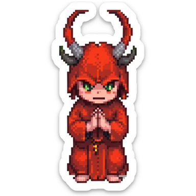 devil making prayer hands sticker