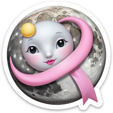 🌕🎀 this emoji ribbon set on the moon's head and don't change ribbon color sticker
