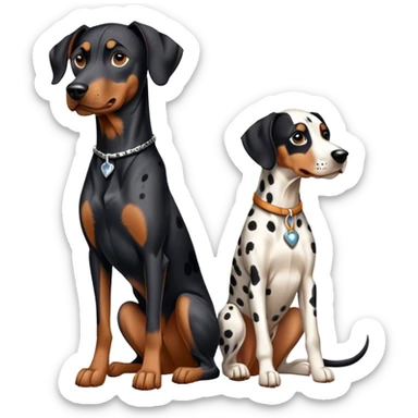 2 adults dogs : 1 Dalmatian + 1 dobermann sticker