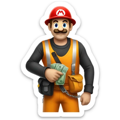 Mario miner looks like holding Bitcoin sticker