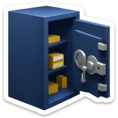 3d open isometric small safe in dark blue sticker