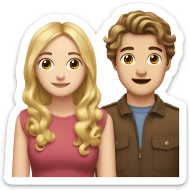 Brown haired Victoria pedretti and blonde haired henry caville in love sticker