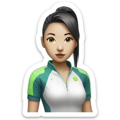 augmented cyberpunk asian girl in tennis uniform sticker