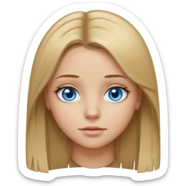 Dirty blonde hair girl with straight middle part sticker