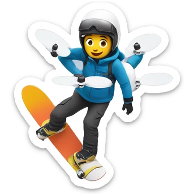Snowboarder being carried by a drone  sticker