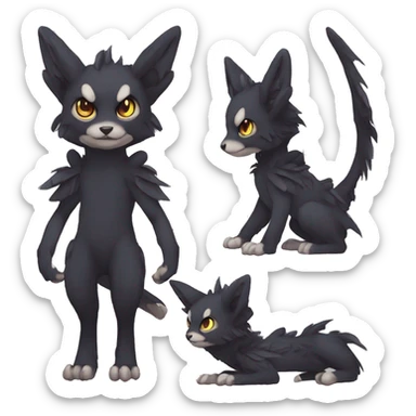 Cute cool edgy fantasy dark-themed animal hybrid Fakemon full body sticker